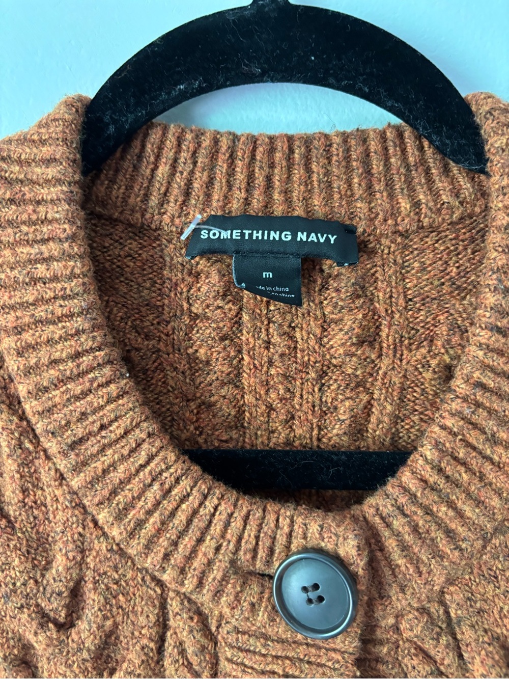 Something Navy Cable Knit Button-Front Cardigan - Rust - Picture 3 of 7